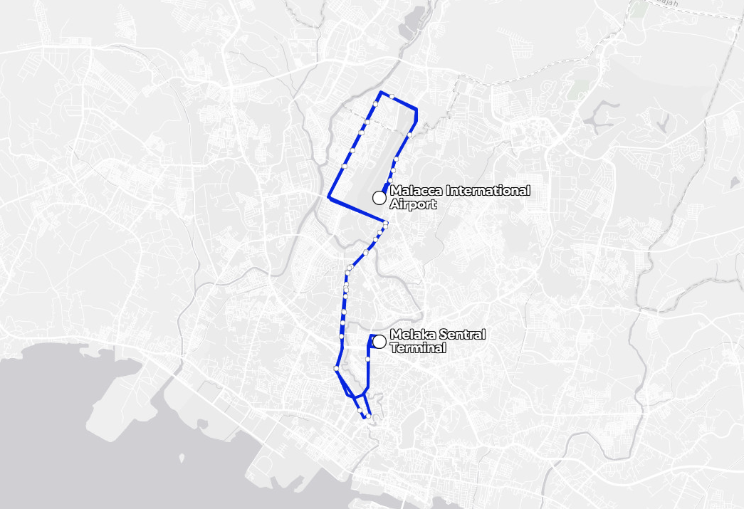 BAS.MY Melaka M12 Overview Route Map